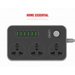 Wholesale Power Strip 6 USB Port and 3-Outlet Wall Charger Station Surge Protector 10A 2500W with 6.2ft Cord